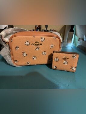 Coach Jamie Camera Bag with Shell Print and Coach Snap Wallet with Shell Print